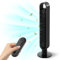 CURECURE Oscillating Tower Fan with Remote Control, 1-12H Timer, 3 Modes, 3 Fan Speeds, LED Display, 70° Oscillating Bladeless Floor Fan for Bedroom Home Office, Black (Black, 40 Inches)