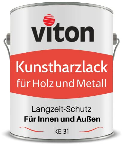 Viton Kunstharzlack in Rot - 3,5 Kg Alkydharzlack für Holz und Metall - 3in1 inkl. Grundierung - Dauerhafter Schutz & Widerstandsfähig - KE31 - RAL 3000 Feuerrot