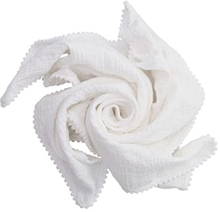 Babydecke Baumwolle weich bequeme Neugeborene Wickelpackdecke mit Pom pom weiß 80x60 cm Babydecke