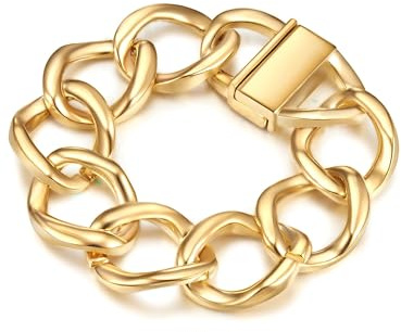 Lulu & Jane Damen Armband Metall-Legierung gelbgold | gelbvergoldet 14 Karat, Panzerarmband, Magnetverschluss