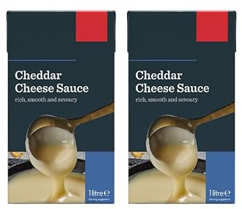 Cheddar Cheese Sauce, Rich and Savoury, Gluten Free, 1 Litre, Suitable for Vegetarians,Pack Of 2