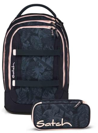 Satch Pack Schulrucksack Set 2tlg. inkl. Schlamperbox (Midnight Jungle)