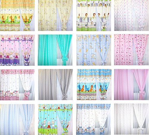 Baby Kinderzimmer Vorhänge Gardine Babygardinen Kindergardinen Safari Eule Bärchen Sterne D16