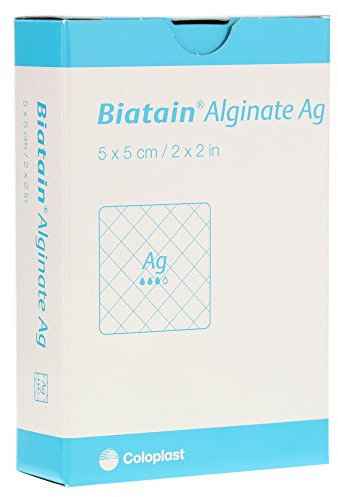 BIATAIN Alginate Ag Kompressen 5x5 cm mit Silber 10 Stück