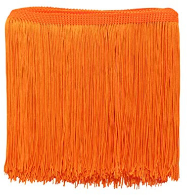 Yalulu 10 Meter Länge 15cm Breite Quaste Seidig Fransen Geschnitten Fransenborte Kostüm Quaste trimmen Garment Apparel Spitzenborte Nähzubehör (Orange)