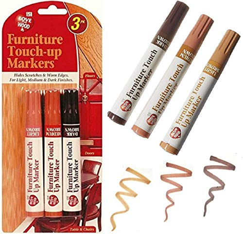 Filzstifte zum Ausbessern von M�beln, Tischen, St�hlen, Schreibtischen, Bodenkratzern, Filzstiften, Filzstift, zum Entfernen von Kratzern auf Laminat, Holz, Hell, Mittel, Dunkelbraun, 3 St�ck