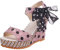 Minetom Vintage Sandale Compensées Femme Plateforme Été Espadrilles Polka Dot Bout Ouvert Bohême Wedge Chaussures en Paille B Rose 39 EU