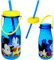 alles-meine.de GmbH Trinkflasche/Trinkglas - - Mickey Mouse - mit Strohhalm & Deckel - BPA frei - Tritan - 420 ml - Kunststoff Plastik - durchsichtig & transparent - Trinkhalmf..