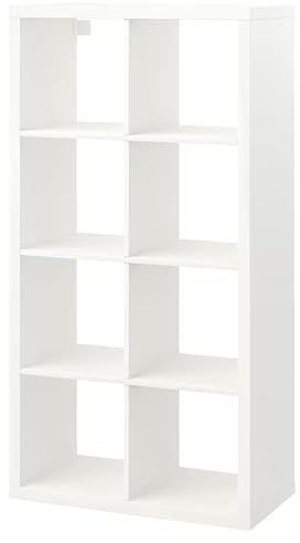 MAC KALLAX Storage Display Shelving Unit, Cube Storage Unit Bookcase Smooth Surface and Rounded Corners, You Can Personalize the Bedroom Hallway Living Room, Kallax 8 Shelf White 77x147 CM