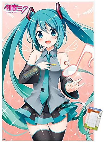 Trends International Hatsune Miku-Music Note Wandposter, 56,8 x 86,4 cm, Premium-Poster und Passepartout-Set