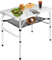 FURFIMU Mittelgroßer Klapptisch, 3 verstellbarer, höhenverstellbarer Klapptisch, 91 cm, tragbarer Campingtisch, Outdoor-Klapptisch mit Netz, faltbarer Strandtisch, Grill, Rucksackreisen