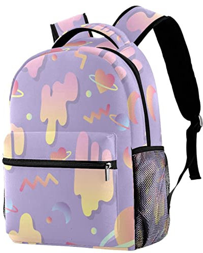 Leichter Rucksack Girly Love Graffiti Planet lila klassisch lässig Tagesrucksack