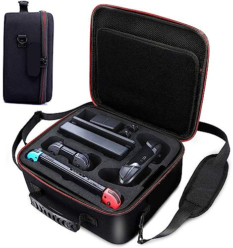 Switch - Funda de almacenamiento para Nintendo Switch/Switch OLED con 21 ranuras para tarjetas de juego, bolsa de viaje portátil protectora dura para consola Pro Controller y accesorios, gris, Bolsa