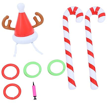 Toddmomy 1 Satz Weihnachtsring Werfen Indoor-Outdoor-Spiele Weihnachtswurfspielzeug Weihnachtsweihnachtsmütze Dekoration Ballons Aus Zuckerstangen Ring-wurf Kreativer Kreis PVC Kind Geweih