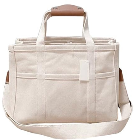 Bimhayuu Canvas Tote Bag mit mehreren Taschen Baby-Wickeltasche Tote Handtasche Multitalent Organizer Casual Shoulder Crossbody Bag mit Fächern für Mama und Papa (Beige)