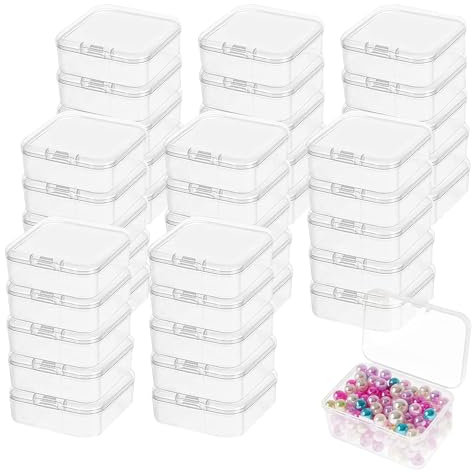 Yuqilin 40 Piezas 4,5×4,5×2 CM Cajas Almacenaje Plastico, Caja Organizadora con Tapa Abatible, Caja Transparente, Utiliza para Guardar Herramientas de Costura, Joyas y Accesorios