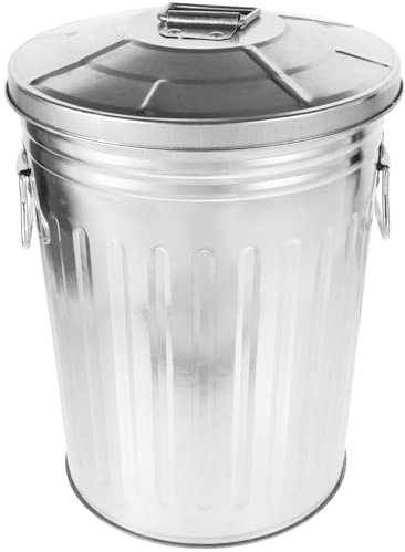 DEARMAMY Botes De Basura De Acero Inoxidable Con Tapas Bote De Basura Para Caca De Perro Al Aire De 8 L Contenedor De Basura De Metal Retro Para Baño Dormitorio Jardín Patio