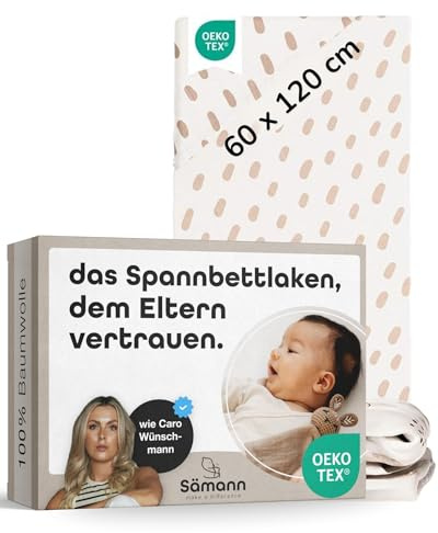 Sämann® Spannbettlaken Spannbetttuch Jersey 100% Baumwolle, 75x100, 100x100, 120x120 cm, Bettlaken für Laufgitter (Cute Tiger Spots, 60x120 cm)