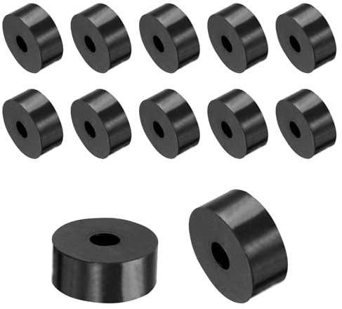 QUARKZMAN 12 piezas Espaciadores de Goma de 25 mm OD 6.5 mm ID 10 mm altura Espaciador Redondo Antivibración Arandelas Gruesas de Goma para Accesorios de Hogar y Coche