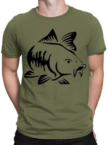 Carp Fishing Fisherman Angling Fish Hunter Fathers Day Mens T-Shirts Top #TA-38 Military Green M