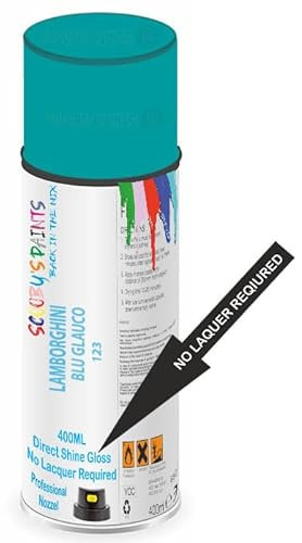 SCOOBYS PAINTS BACK IN THE MIX Direct Gloss Aerosol Spray Paint For Lamborghini Blu Glauco Code: 123 No Lacquer Required