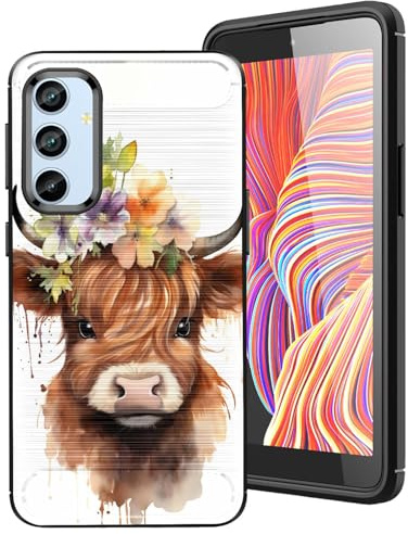 DHEEBFWE for Samsung Galaxy A16 Brushed Texture Case,Ultra-Thin and Soft TPU Phone Cover Designed for Samsung Galaxy A16 5G 6.7,Highland Baby Cow