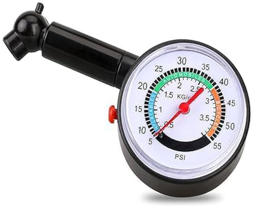 Manómetro de Neumáticos, Medidor de Presión de neumaticos de doble escala PSI y KG, alta preciosion +-1% para coches, Motos, camiones, bicicletas, patinetes, color negro.