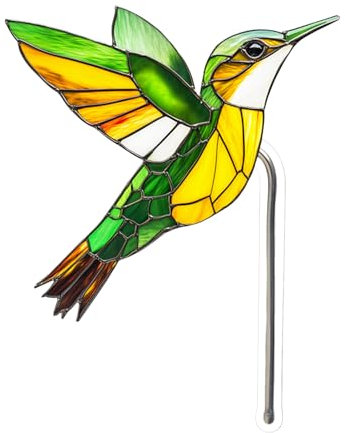 Gcerfby Gartenstäbe Dekoration | Outdoor Acryl Vogelstab | Buntglaseffekt Gartendekoration Verspielter Schmuck für Topfpflanzen wie Gänseblümchen, Kakteen, Aloe und Orchideen