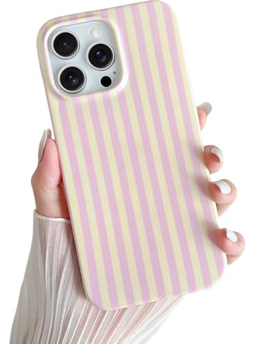 Yeddabox for iPhone 13 Pro Case Cute Striped Phone Case Soft TPU Slim Shockproof Phone Cover for Women Girls, Pink and Yellow