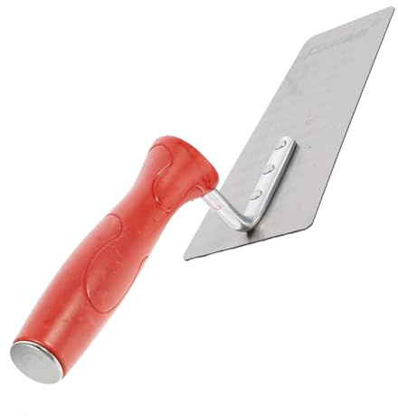 FIXOSHEE Truelle de Maçon à Bout avec Manche Plastique Rouge Spatule Enduire Polyvalente pour Construction Nivelage Lissage et Raclage de Plâtre