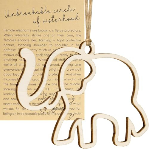 Elefanten-Ornamente – Holz-Elefant Weihnachtsschmuck mit Geschichte, Schwesternschaft Elefant Ornament für Frauen, Stamm, Freundschaftsgeschenk für beste Schwestern, Freunde (Schwester)