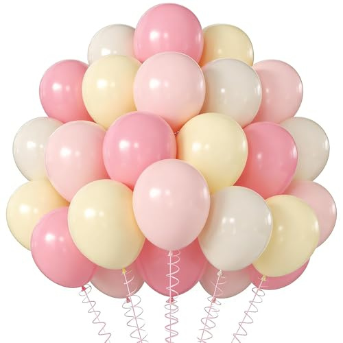 Rosa und gelbe Sandweiße Luftballons, 30,5 cm, 60 Stück, Pastell-Latex-Luftballons für Geburtstag, Babyparty, Brautparty, Hochzeit, Abschlussfeier, Party-Dekorationen