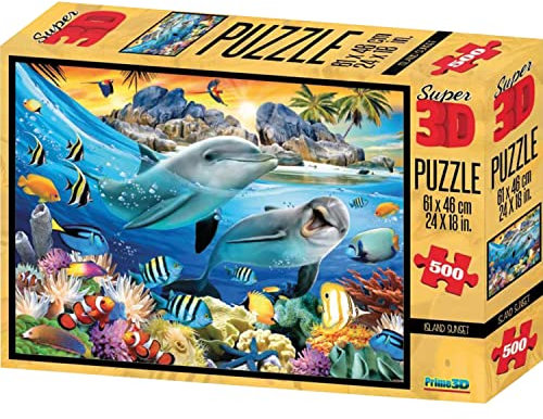 Philos 9052 - Puzzle 3D Insel Sonnenuntergang 500 Teile