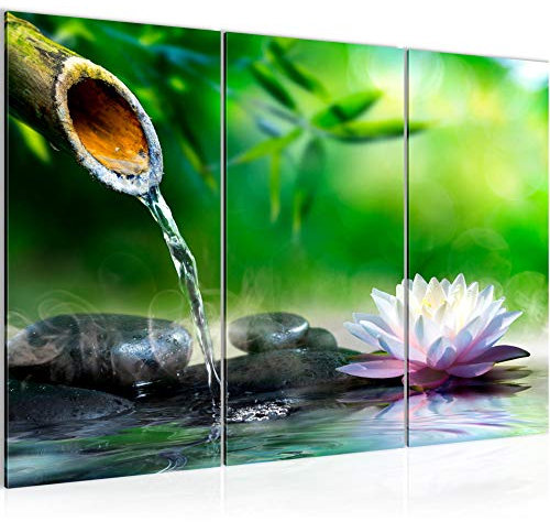 Runa Art Wandbilder Blumen Lotus Bild XXL Wohnzimmer Schlafzimmer Bunt Feng Shui 120 x 80 cm 3 Teilig 612631a