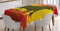 ABAKUHAUS Spanisch Tischdecke, Bull Silhouette auf Flagge, Personalisierter Druck mit Klaren Farben Waschbar Wasserfest kein Verblassen, 140 x 240 cm, Vermilion Gelbe Umber