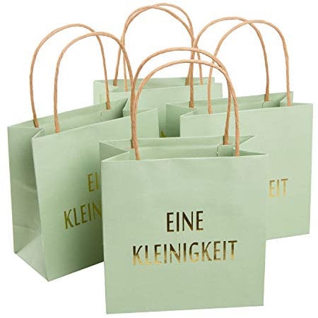 Logbuch-Verlag 4 Osternest Geschenktaschen aus Papier grün gold give-away Geschenktüte mintgrün Papiertasche Tüte mit Henkel 16x16x8 cm