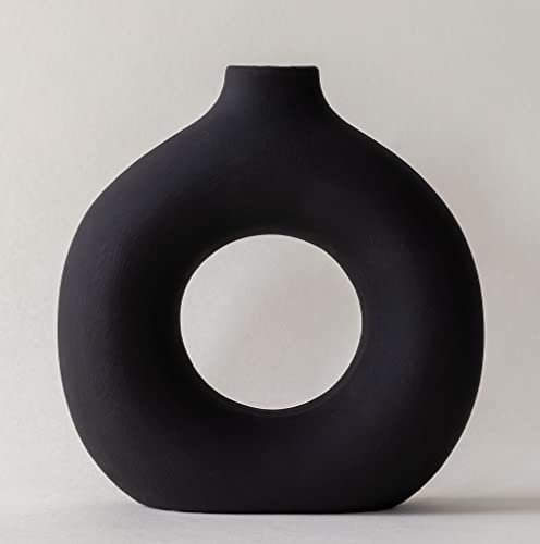 Large Black Vase Black Bedroom Accessories, Tall Black Vase Black Ornaments Black Accessories For Home Livig Room, Black Large Flower Vase Shelf Decor, Black Large Vase For Pampas Grass, 9 Tall