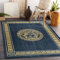 rugsx Andre Waschteppich für Kinderzimmer, Wohnzimmer, Schlafzimmer, Rahmen, Meduse griechisch, Anti-Rutsch - Blau/Gold 160x220 cm