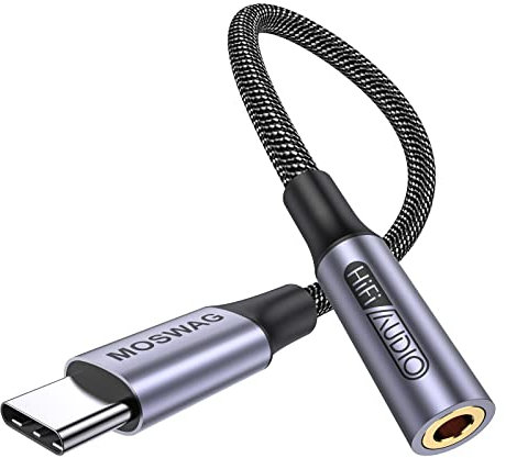MOSWAG USB Typ C auf 3.5mm Kopfhörer Jack Adapter, Audio USB C auf Aux Dongle Kabel für Samsung Galaxy S23 S22 S21 S20 Ultra S20+ Note 20 10 S10 S9 Plus, Pixel 4 3 2 XL, ipad Pro und mehr