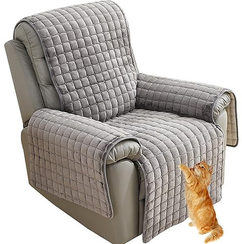 NNSMUN Sofa-Armlehnenbezug, Kopfstützenbezug für Liegestuhl, Armlehnen, Winter, quadratisch, Plüsch, Schonbezug, rutschfester Möbelschutz für Haustiere, Ledersofa, Couch (Grau, 1 Sitz (53 x 190 cm)