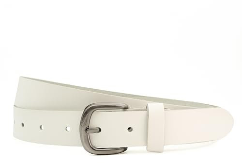 Ab-BELT & BAG 3cm Damen Gürtel aus Leder, Jeans Ledergürtel SDS-02 (Weiß, 120cm Gesamtlänge 135cm)