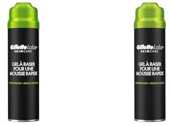GilletteLabs Gel À Raser Pour une Mousse Rapide, Par Gillette, Gel À Raser Pour Homme, 198ml (Lot de 2)