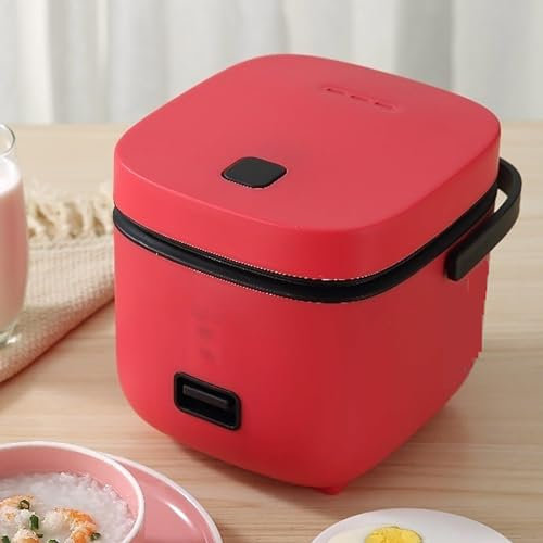 Japanese Rice Cooker Small 2 Person, Mini Rice Cooker And Steamer Portable Multi Cooker Battery 1.2 L, with Keep Warm Function,Red