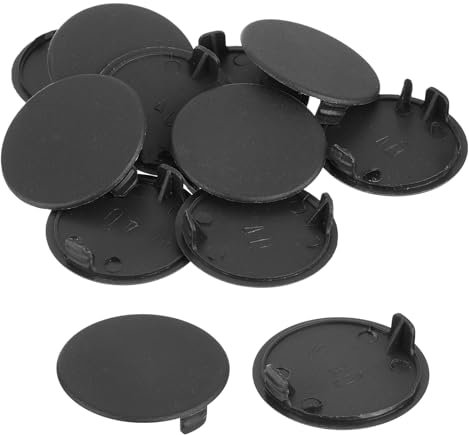 QUARKZMAN 10Pcs Cache-Trous de Charnière, 40mm Diamètre Cache-Trou Dissimulé en Plastique, Capuchons Ronds de Type Affleurant pour Armoire de Meuble, Noir