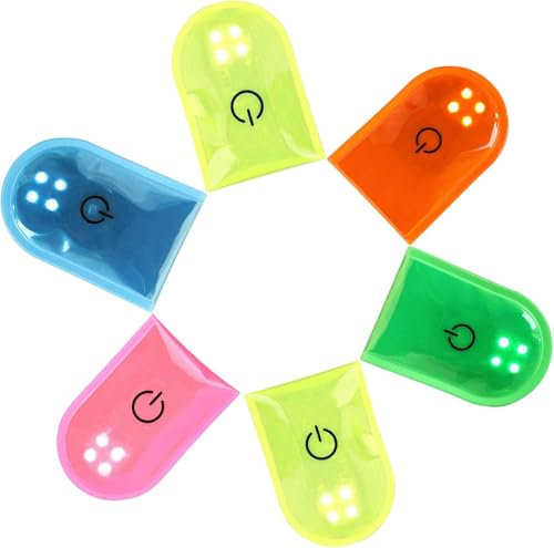 GOMETY 6 Stück LED Clip Blinklicht Reflektierende, 2 Modi 4 LED Reflektoren Kinder Sicherheitslicht, Reflektierende Lichtband Reflektor für Schulranzen, Rucksack, Wandern, Laufen, Joggen (6)