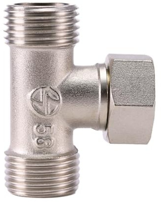 XNTONG - Raccordo a T in Ottone Cromato 1/2, Valvola Deviatrice 3 Vie, Adattatore per Doccia e Impianto Idraulico