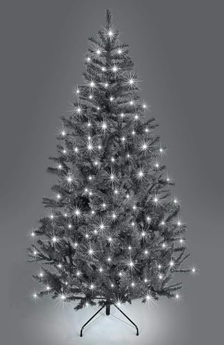 SHATCHI Künstlicher Weihnachtsbaum mit schwarzen Spitzen, für Weihnachten, Alaska-Kiefer, Weihnachten, Zuhause, Weihnachtsdekoration, Metallständer, Cooles Alaska-Schwarz, 7ft/210 cm