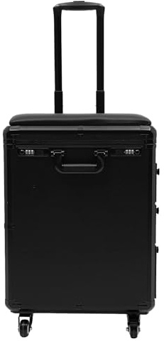 Kosmetikkoffer Trolley, Professionell Make Up Koffer mit Abnehmbares Stativ, 3 Schubladen, Oberes Fach, Universalräder, Kombinationsschloss, für Reise Kosmetikerin Schwarz