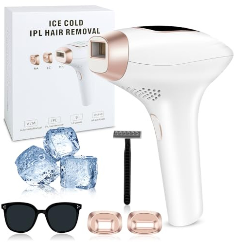BUTBU 3-in-1 IPL Hair Removal Device, Ice Cooling Laser Hair Remover with HR/SC/RA Function and 999,999 Flashes, Up to 1200NM Wavelength, for Women and Men, Facial, Bikini, Arm, Leg, Armpit, Body