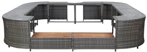 Bordo quadrato per vasca idromassaggio, 268 x 268 x 55 cm, grigio polyrattan, durevole e resistente alle intemperie, per accessori piscina e vasca idromassaggio, design moderno per il vostro giardino
